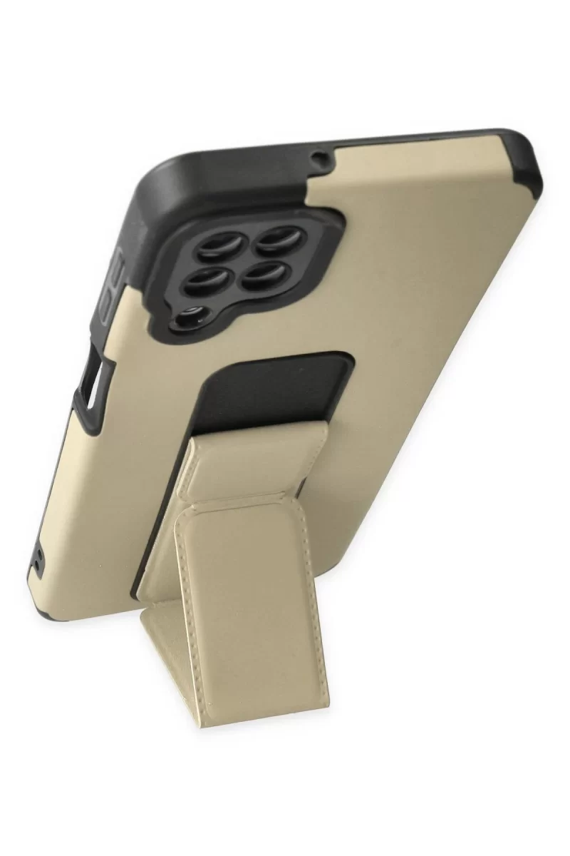 Newface Samsung Galaxy A22 Kılıf Mega Standlı Silikon - Gold