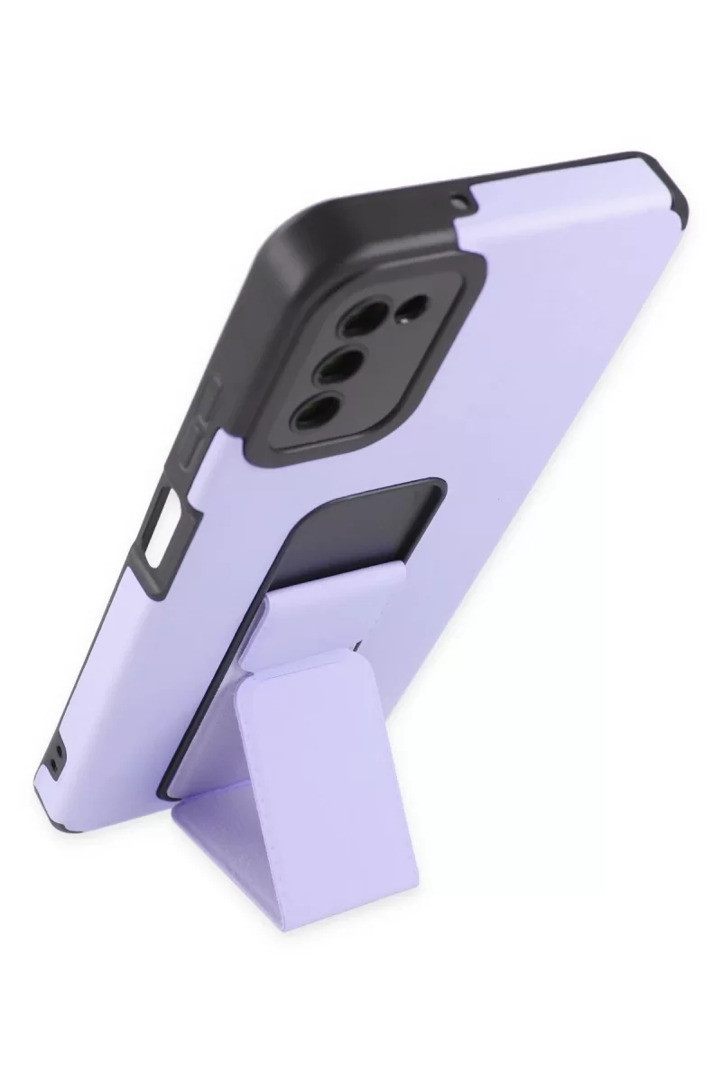 Newface Samsung Galaxy A03S Kılıf Mega Standlı Silikon - Lila
