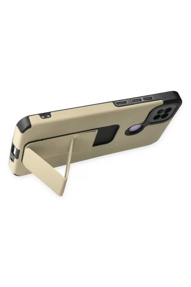 Newface Xiaomi Redmi 9C Kılıf Mega Standlı Silikon - Gold