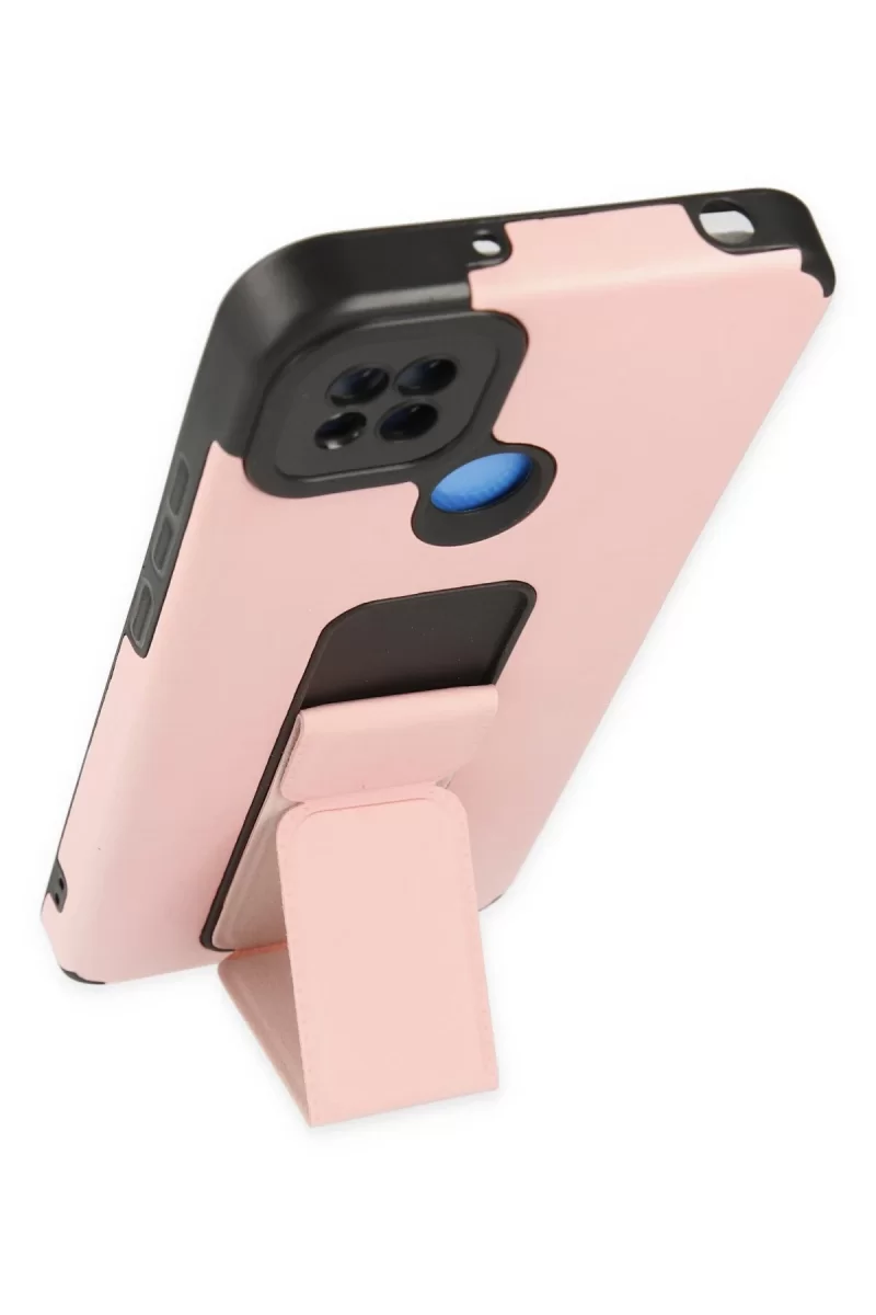 Newface Xiaomi Redmi 9C Kılıf Mega Standlı Silikon - Pudra