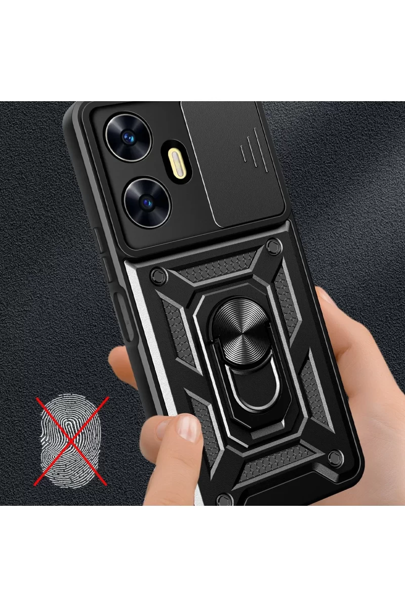 Newface Realme C55 Kılıf Pars Lens Yüzüklü Silikon - Yeşil