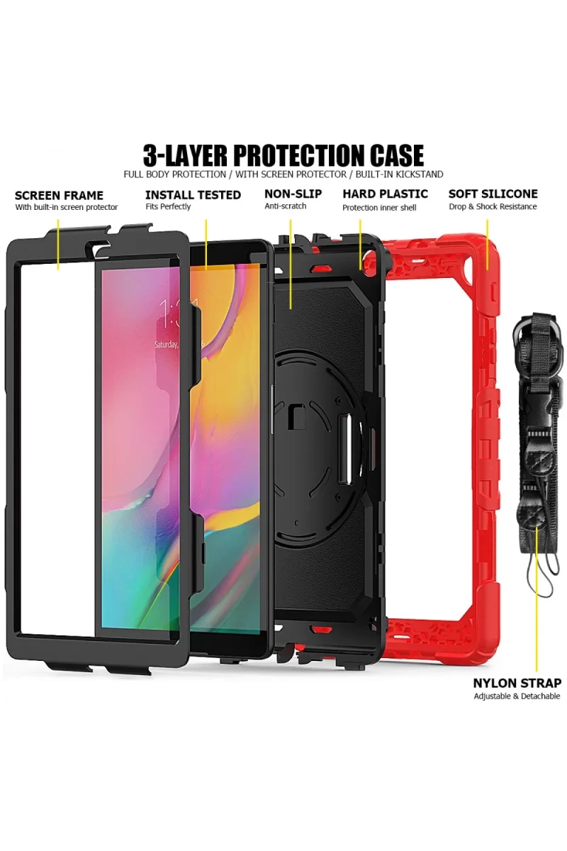 Newface Samsung Galaxy T510 Tab A 10.1 Kılıf Pars Tablet Kapak - Kırmızı