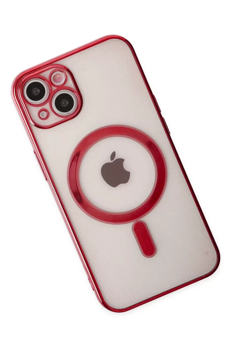 Newface iPhone 14 Plus Kılıf Magneticsafe Lazer Silikon - Kırmızı