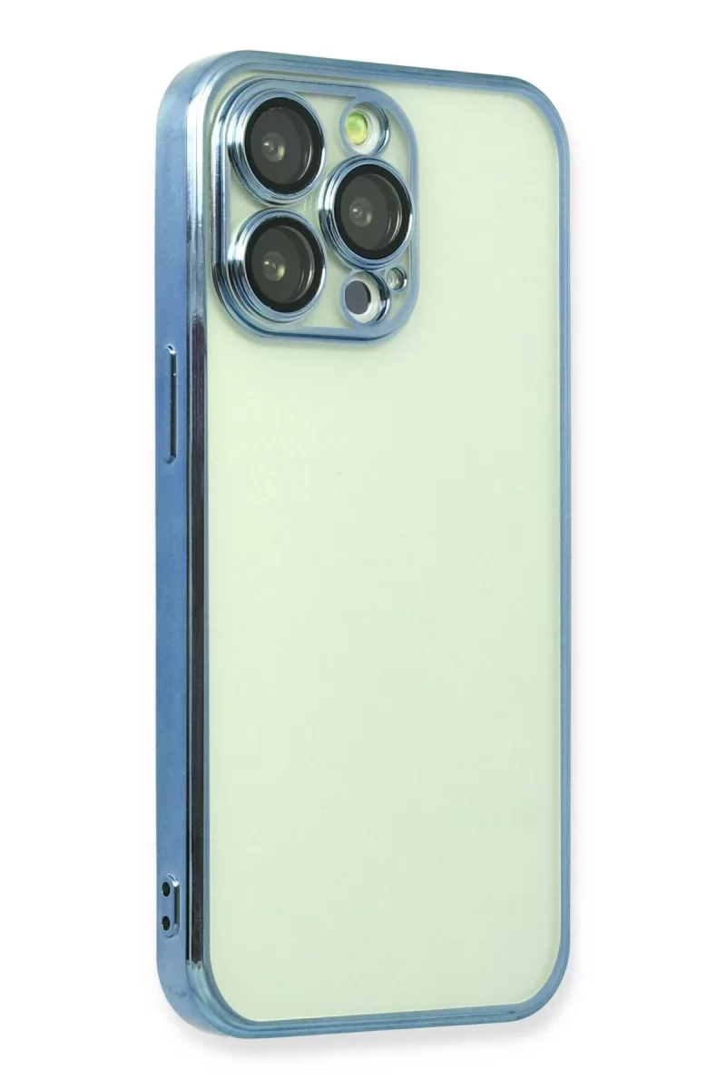 Newface iPhone 14 Pro Kılıf Razer Lensli Silikon - Açık Mavi