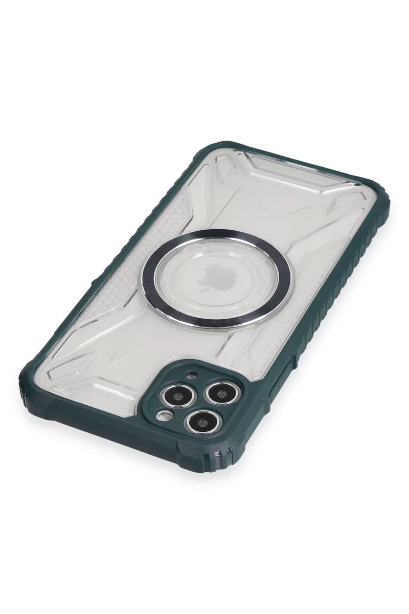 Newface iPhone 11 Pro Max Kılıf Prag Magneticsafe Kapak - Koyu Yeşil