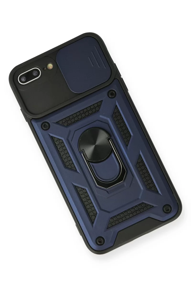 Newface iPhone 7 Plus Kılıf Pars Lens Yüzüklü Silikon - Lacivert