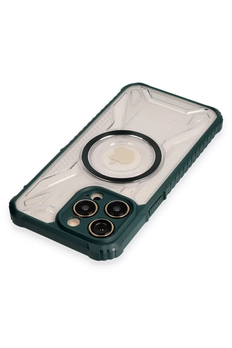 Newface iPhone 12 Pro Max Kılıf Prag Magneticsafe Kapak - Koyu Yeşil