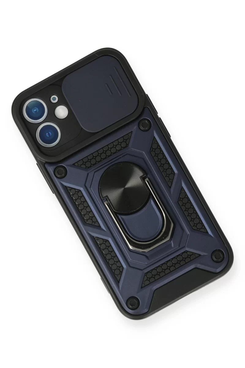 Newface iPhone 11 Kılıf Pars Lens Yüzüklü Silikon - Lacivert