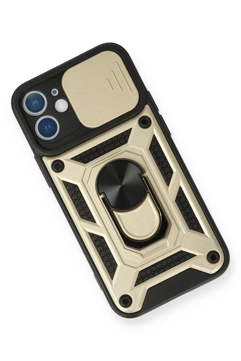 Newface iPhone 11 Kılıf Pars Lens Yüzüklü Silikon - Gold