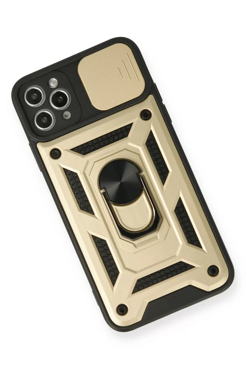 Newface iPhone 11 Pro Kılıf Pars Lens Yüzüklü Silikon - Gold