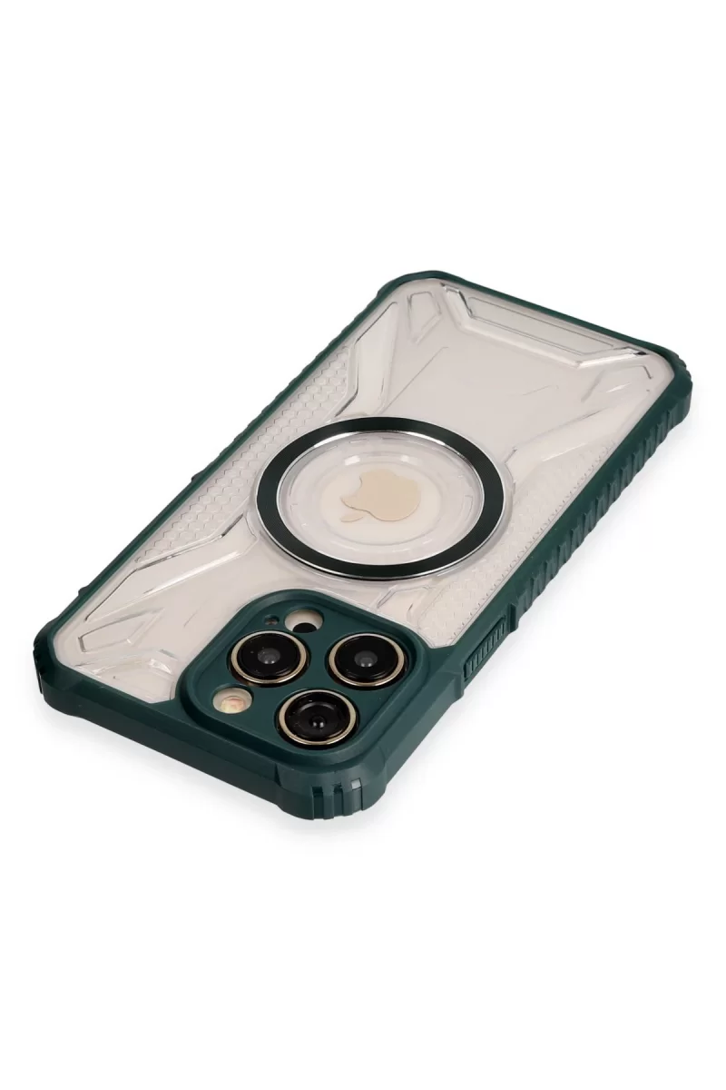 Newface iPhone 13 Pro Kılıf Prag Magneticsafe Kapak - Koyu Yeşil