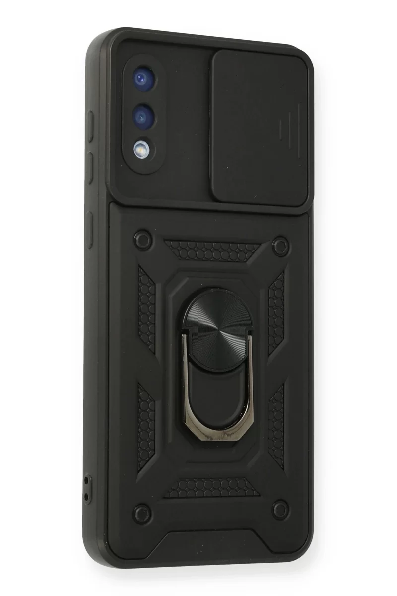 Newface Samsung Galaxy A02 Kılıf Pars Lens Yüzüklü Silikon - Siyah