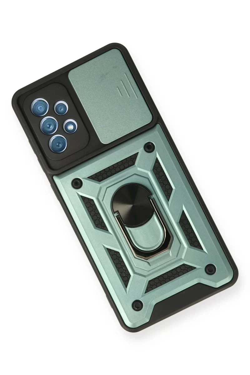 Newface Samsung Galaxy A32 Kılıf Pars Lens Yüzüklü Silikon - Yeşil