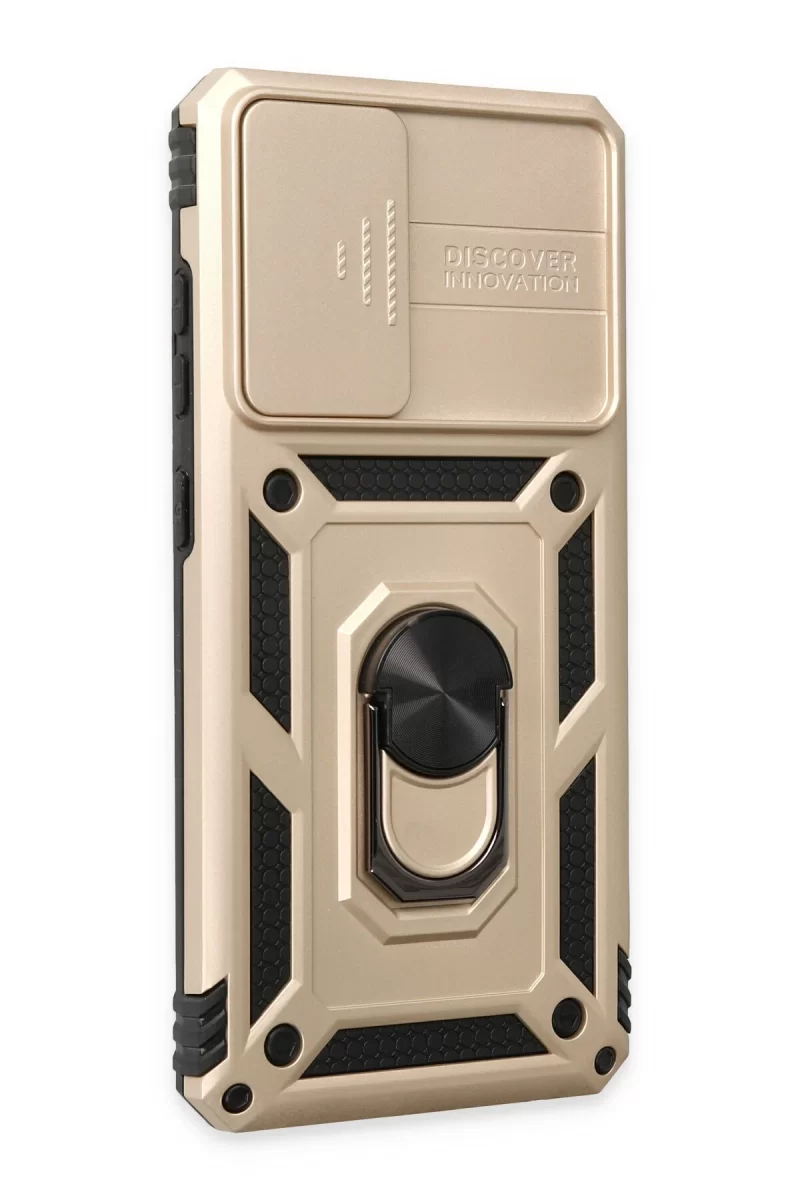 Newface Samsung Galaxy A72 Kılıf Pars Lens Yüzüklü Silikon - Gold