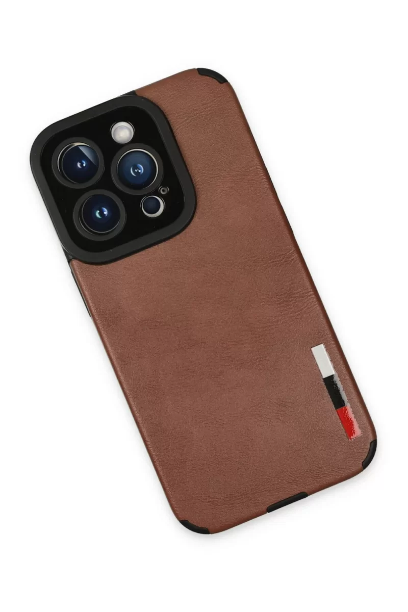 Newface iPhone 14 Pro Max Kılıf Loop Deri Silikon - Kahverengi