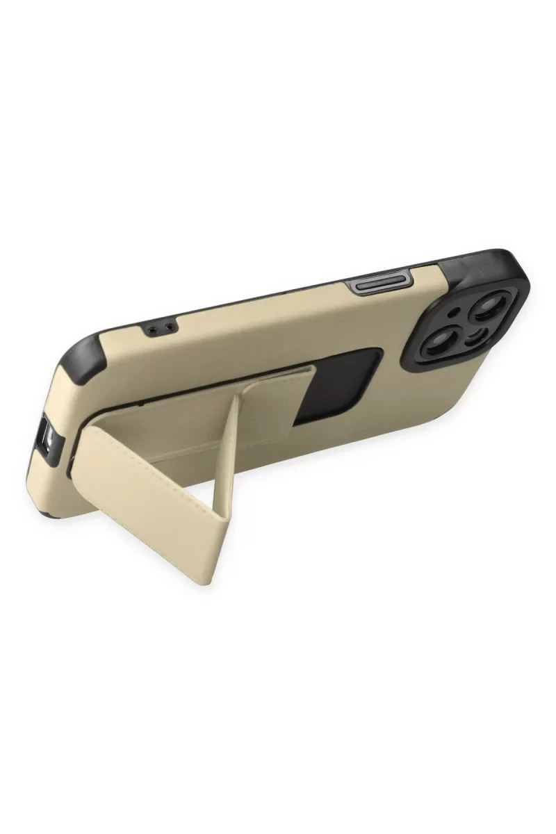 Newface iPhone 14 Plus Kılıf Mega Standlı Silikon - Gold