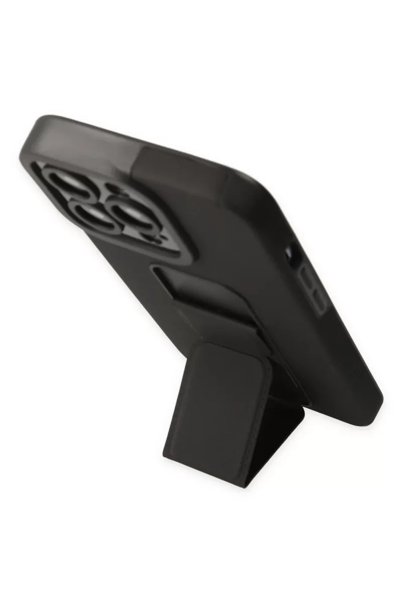 Newface iPhone 14 Pro Kılıf Mega Standlı Silikon - Siyah