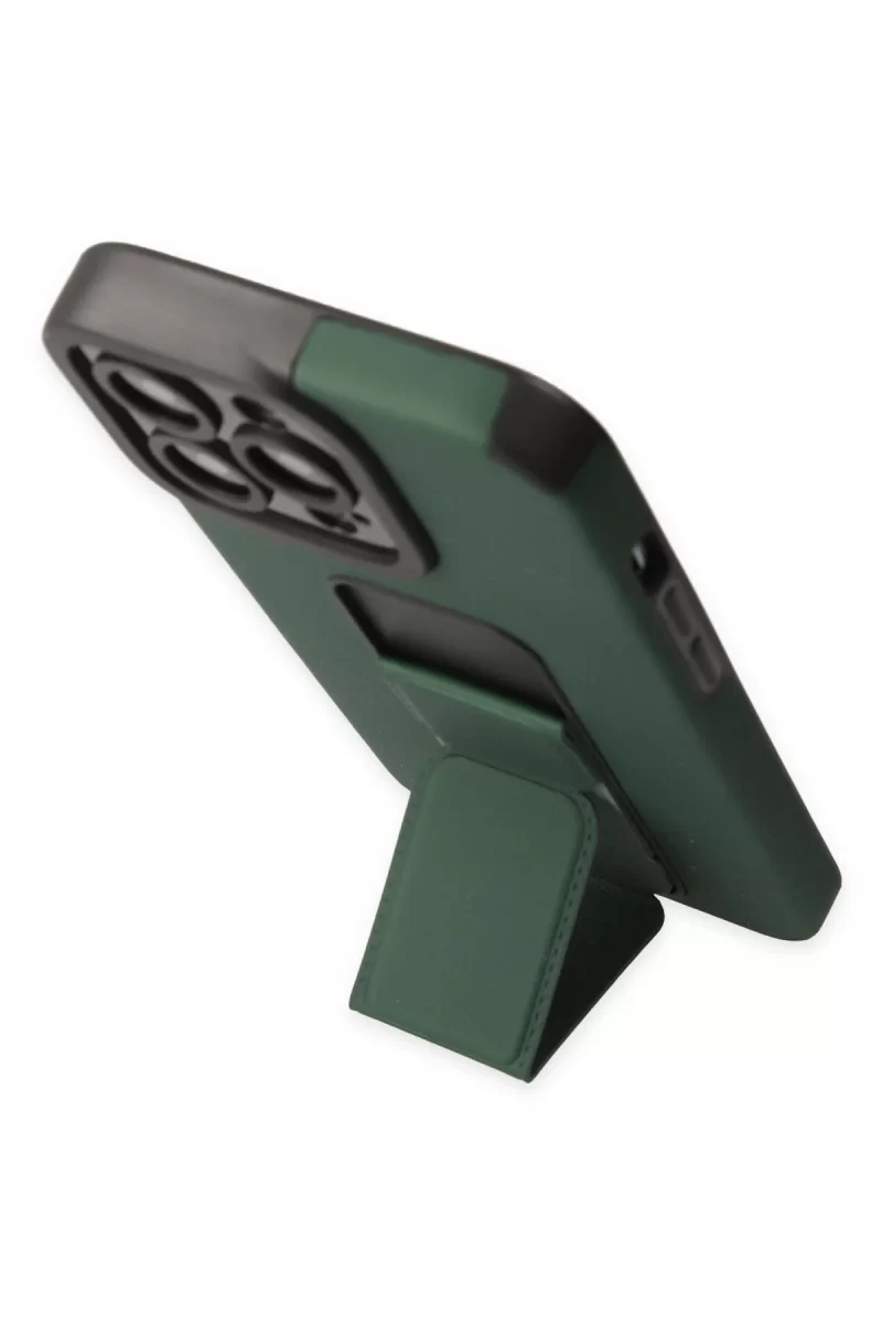 Newface iPhone 14 Pro Kılıf Mega Standlı Silikon - Yeşil