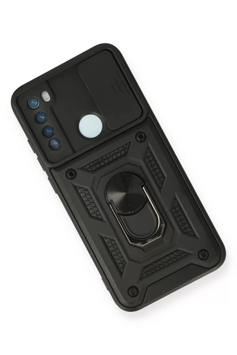 Newface Xiaomi Redmi Note 8 Kılıf Pars Lens Yüzüklü Silikon - Siyah