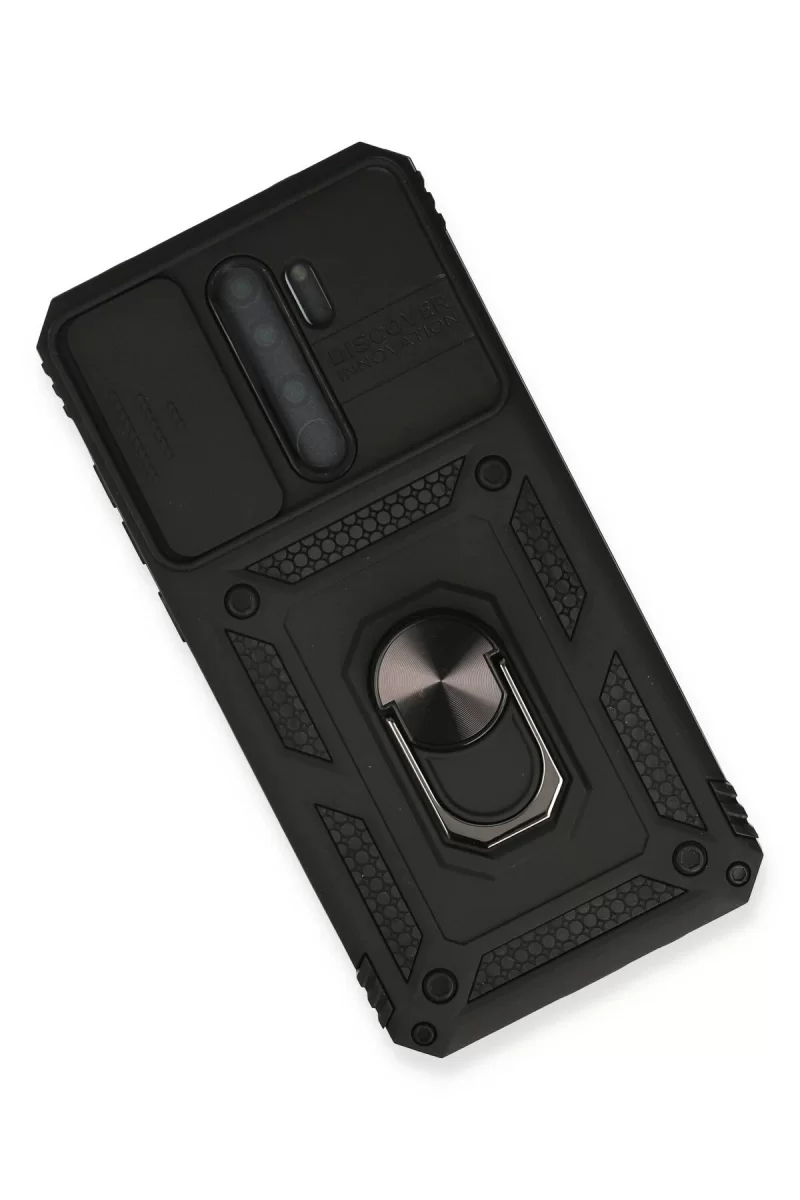 Newface Xiaomi Redmi Note 8 Pro Kılıf Pars Lens Yüzüklü Silikon - Siyah