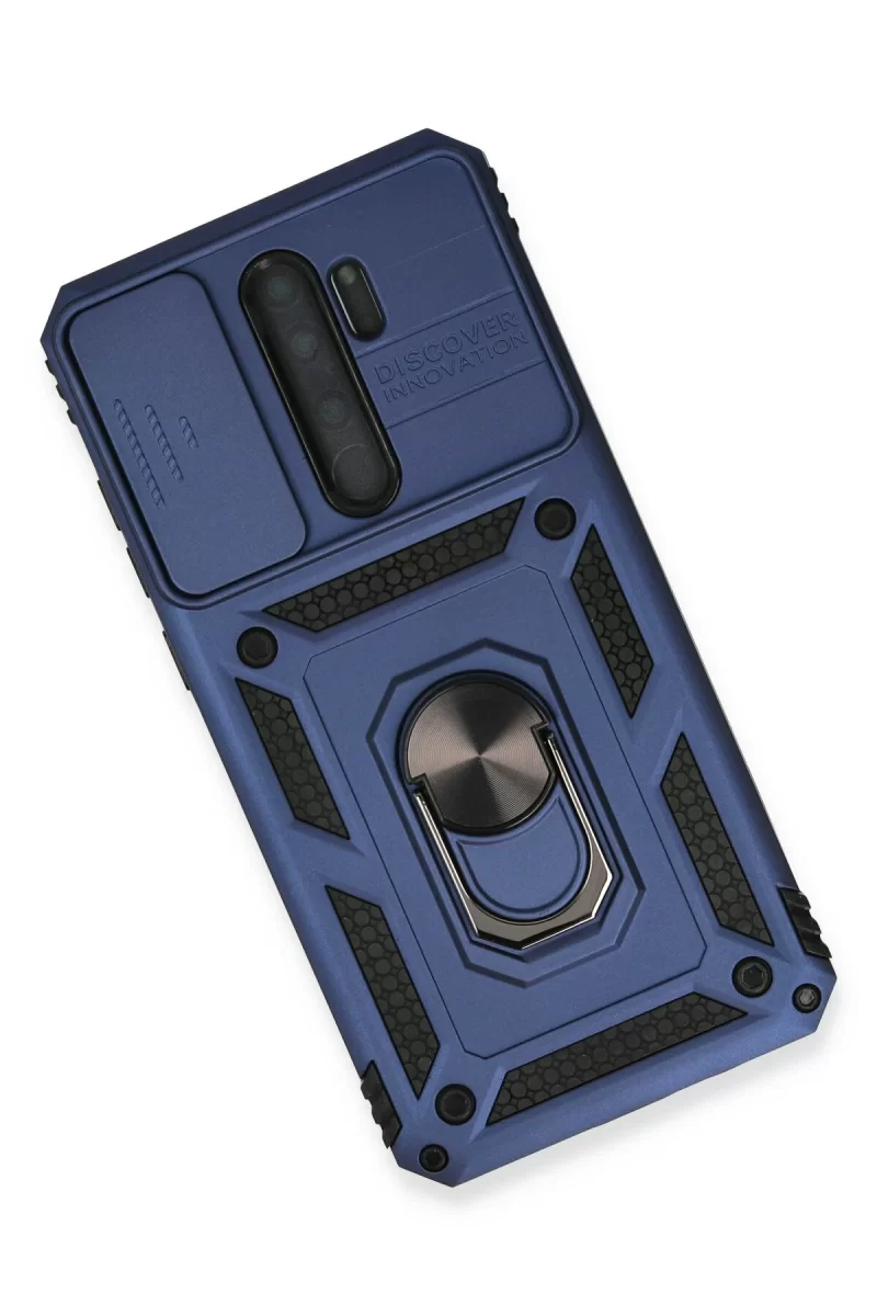 Newface Xiaomi Redmi Note 8 Pro Kılıf Pars Lens Yüzüklü Silikon - Lacivert