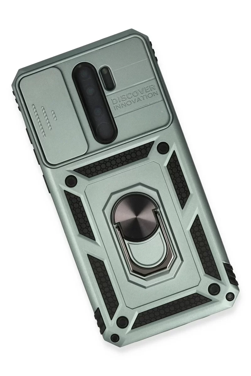 Newface Xiaomi Redmi Note 8 Pro Kılıf Pars Lens Yüzüklü Silikon - Yeşil