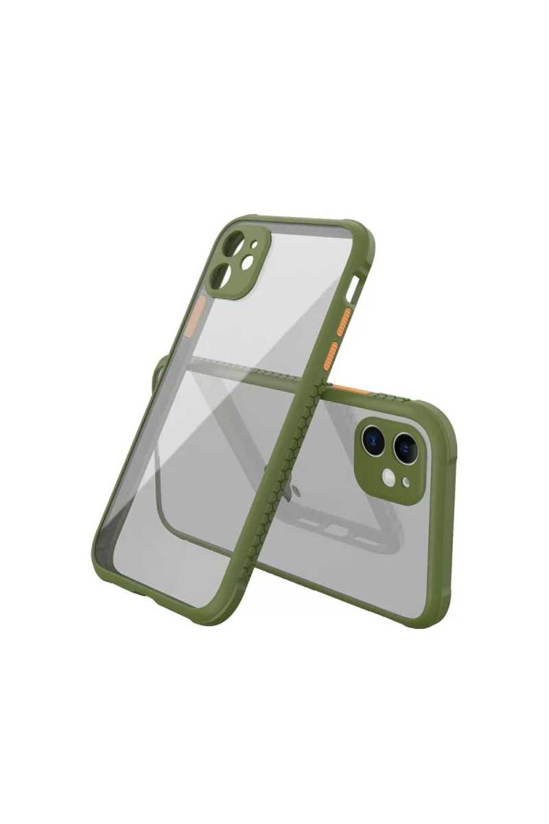 Newface iPhone 12 Mini Kılıf Miami Şeffaf Silikon - Koyu Yeşil