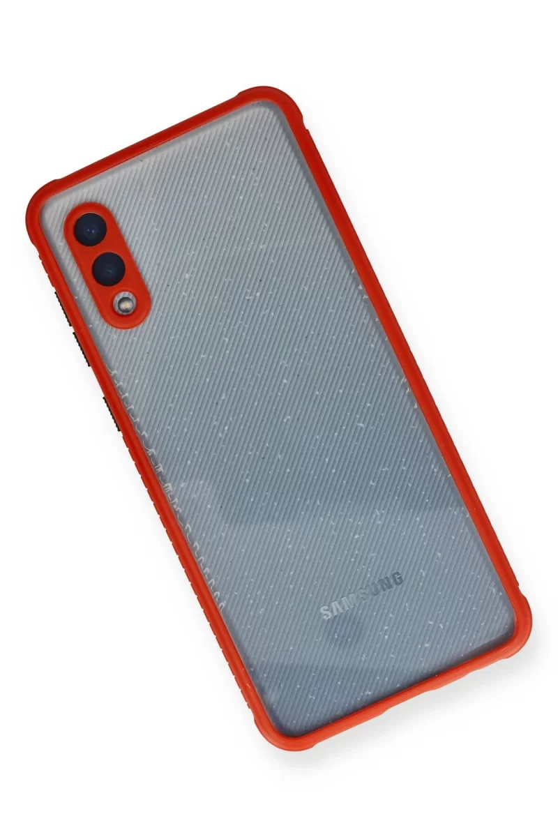 Newface Samsung Galaxy A02 Kılıf Miami Şeffaf Silikon - Kırmızı