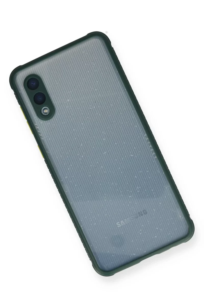 Newface Samsung Galaxy A02 Kılıf Miami Şeffaf Silikon - Koyu Yeşil