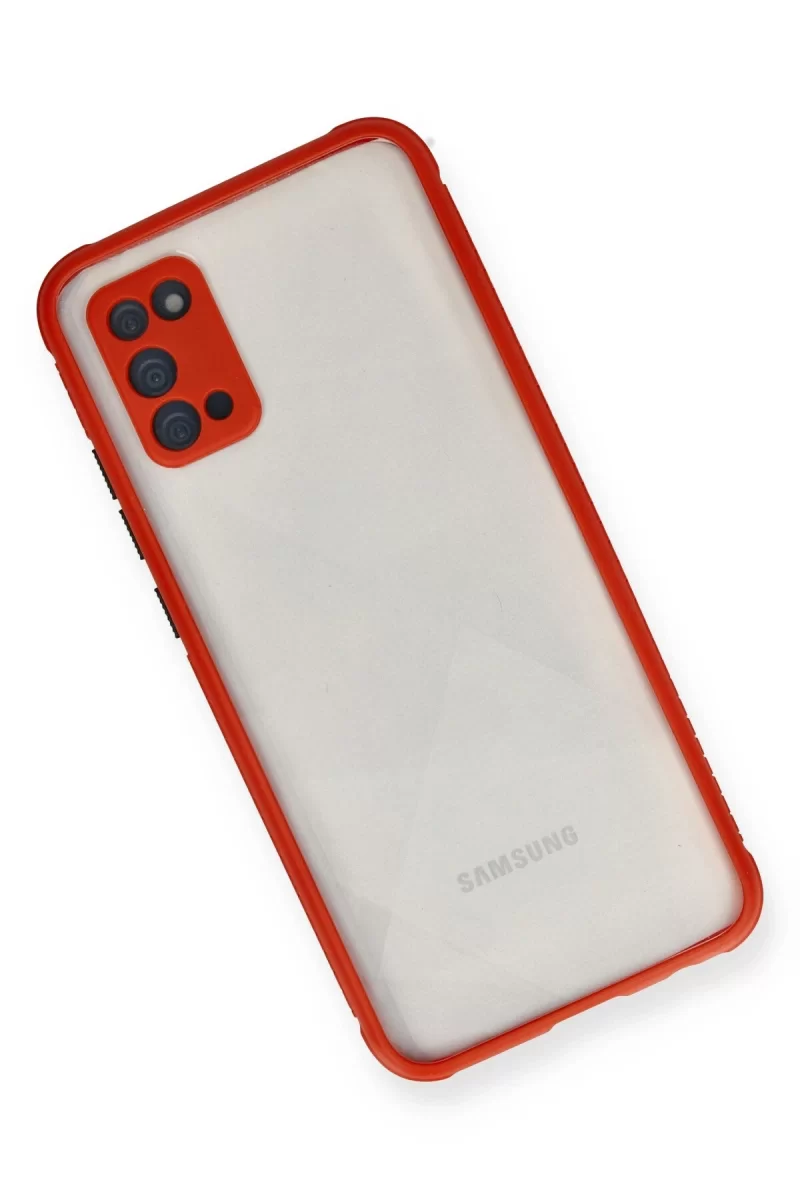 Newface Samsung Galaxy A02S Kılıf Miami Şeffaf Silikon - Kırmızı