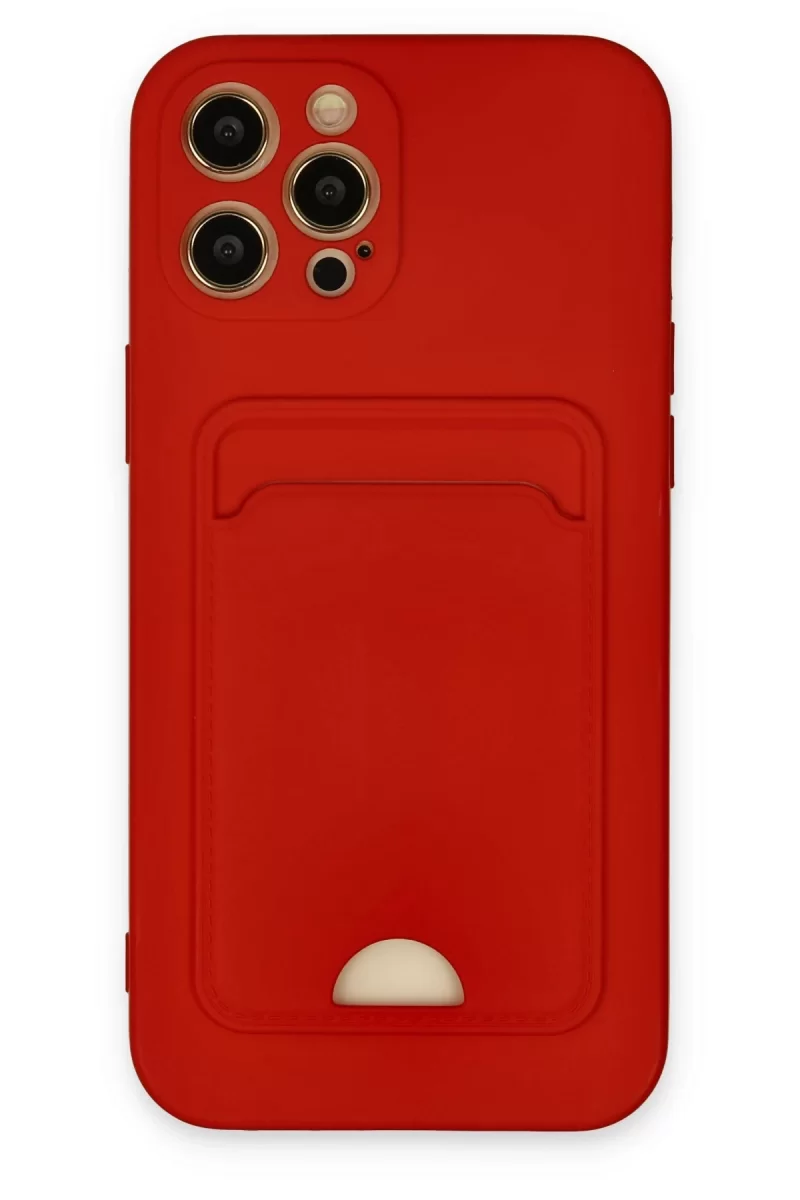 Newface iPhone 12 Pro Max Kılıf Kelvin Kartvizitli Silikon - Kırmızı