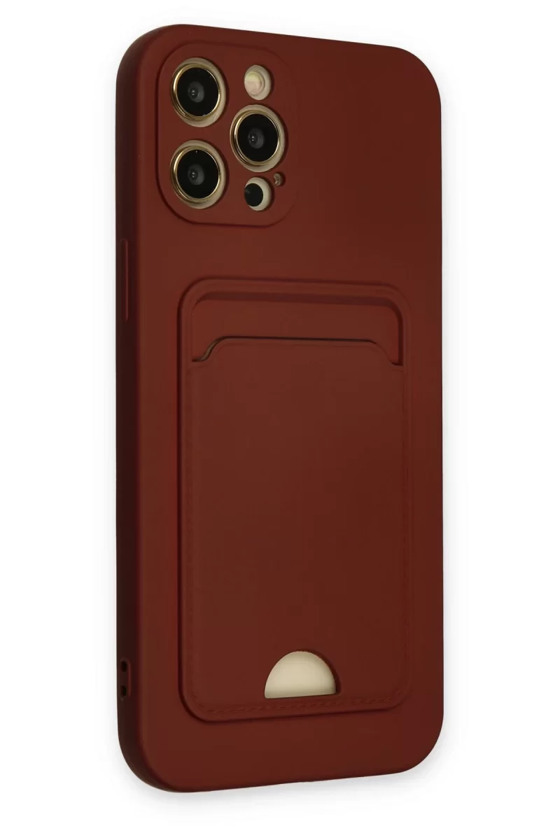 Newface iPhone 12 Pro Max Kılıf Kelvin Kartvizitli Silikon - Bordo