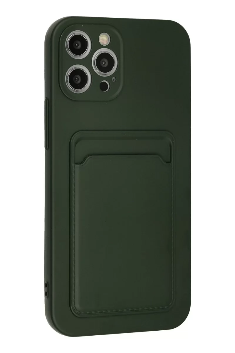 Newface iPhone 12 Pro Max Kılıf Kelvin Kartvizitli Silikon - Koyu Yeşil