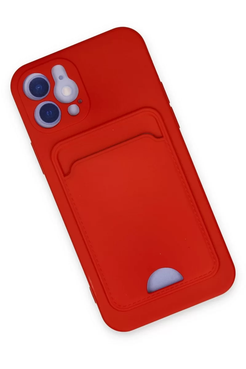 Newface iPhone 12 Kılıf Kelvin Kartvizitli Silikon - Kırmızı