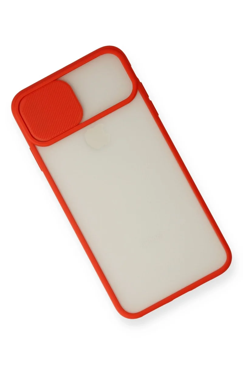 Newface iPhone X Kılıf Palm Buzlu Kamera Sürgülü Silikon - Kırmızı