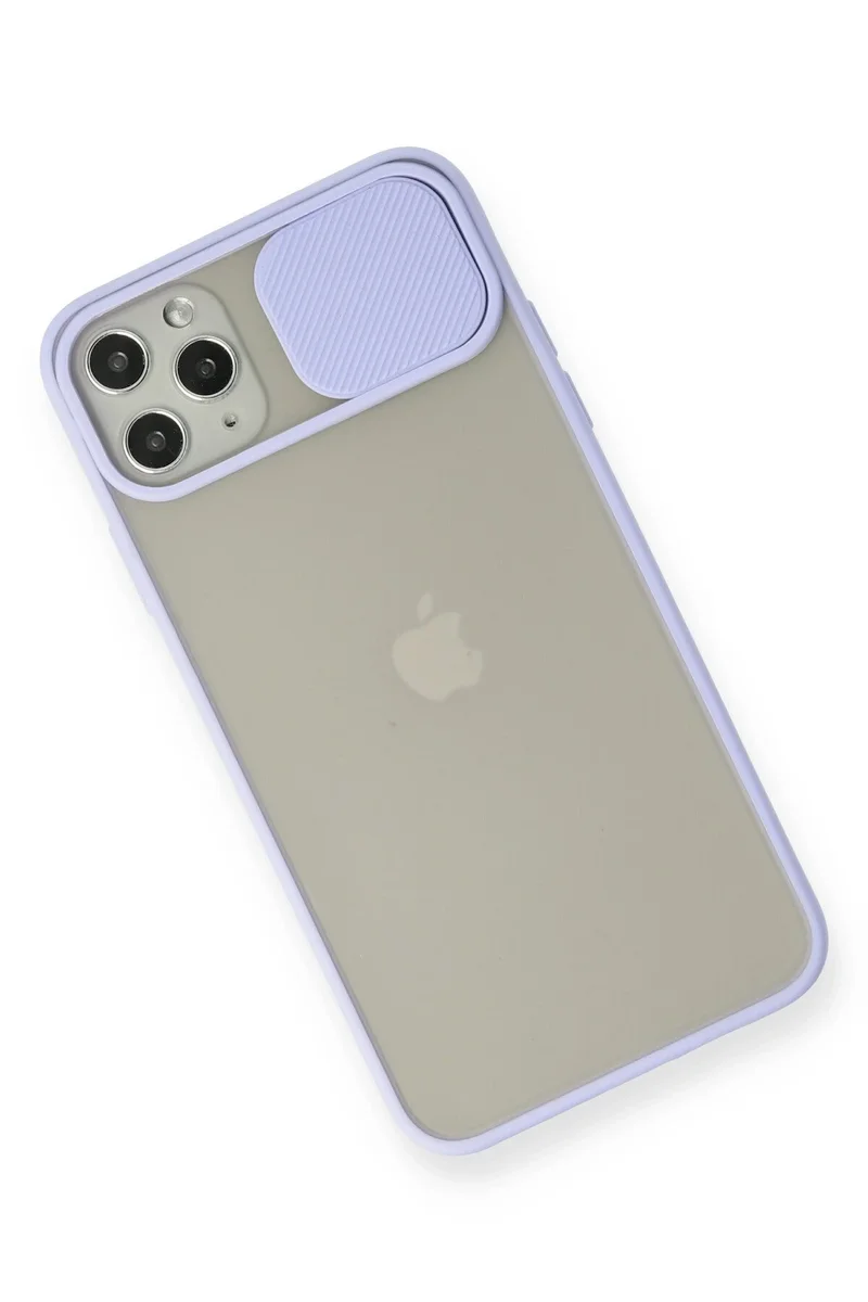 Newface iPhone 11 Pro Max Kılıf Palm Buzlu Kamera Sürgülü Silikon - Lila