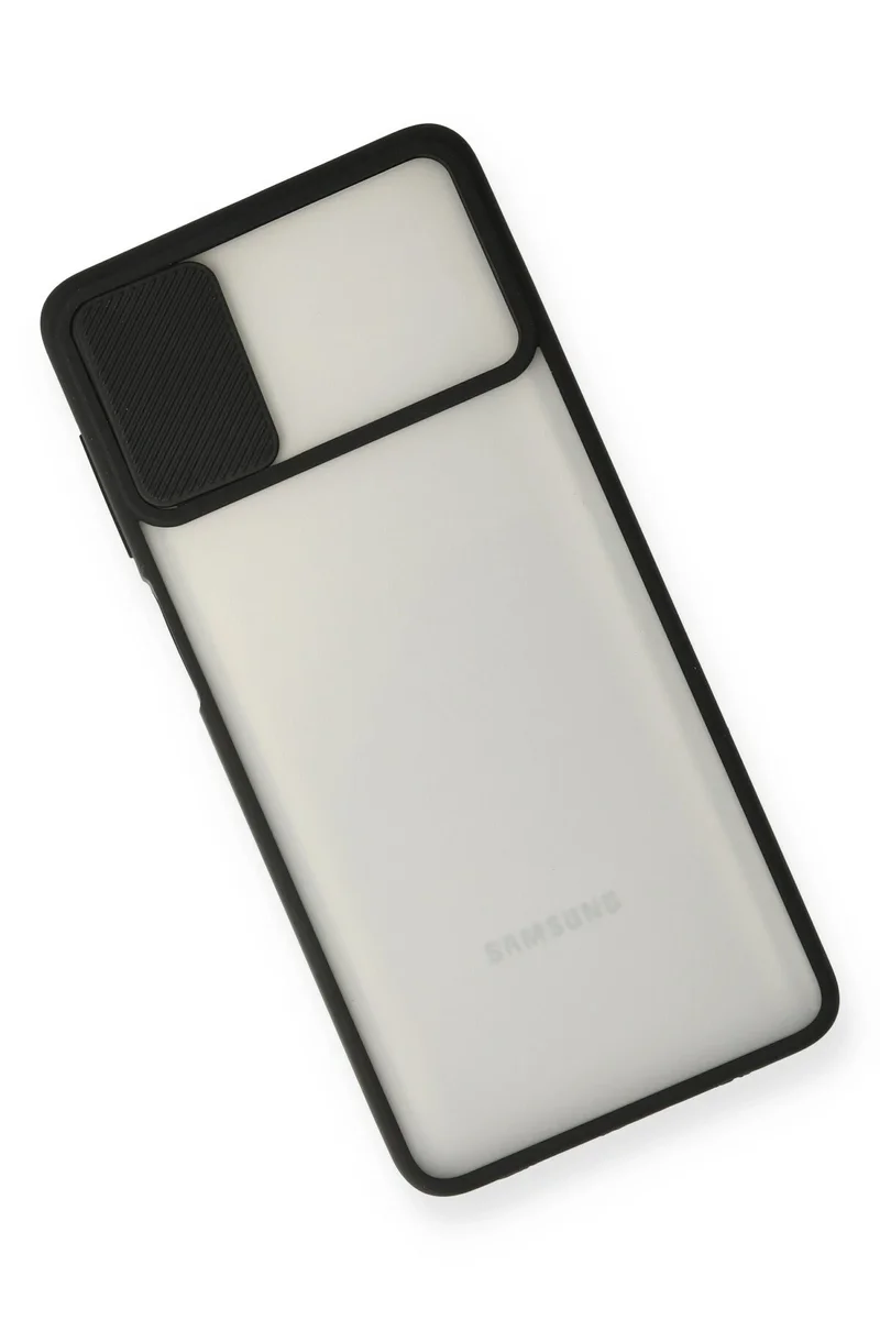 Newface Samsung Galaxy M51 Kılıf Palm Buzlu Kamera Sürgülü Silikon - Siyah