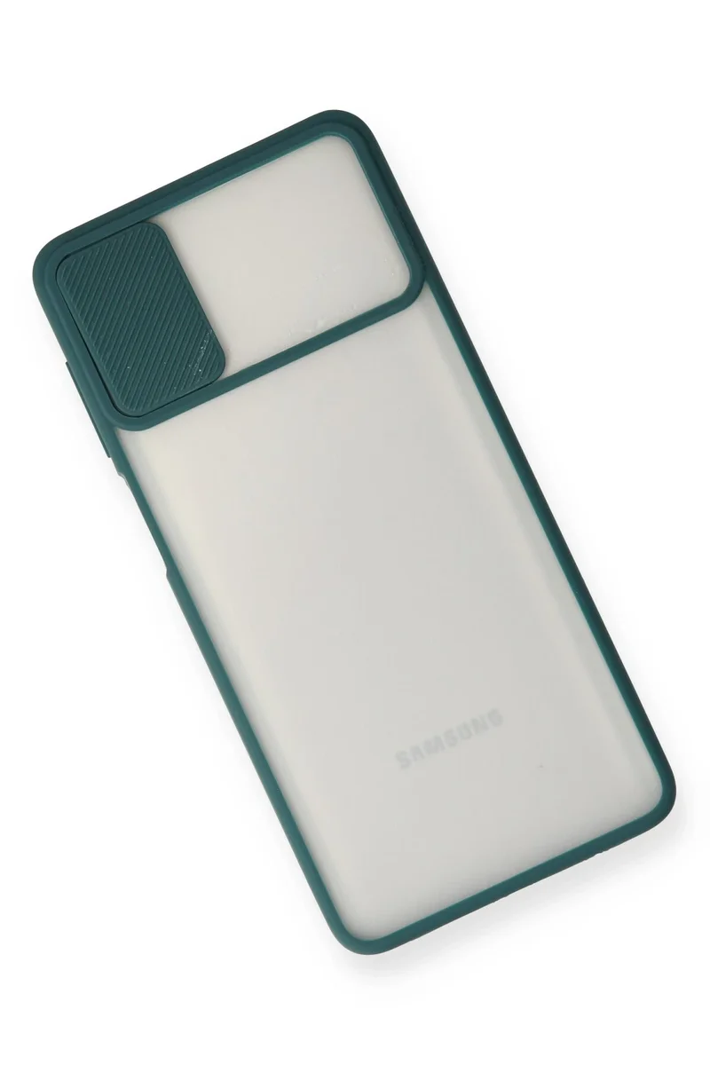 Newface Samsung Galaxy M51 Kılıf Palm Buzlu Kamera Sürgülü Silikon - Yeşil