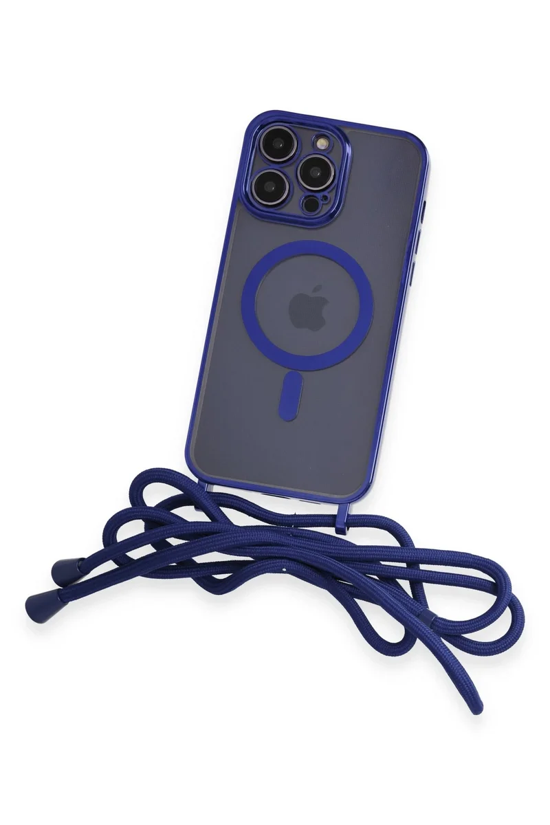 Newface iPhone 13 Pro Kılıf Divo Lazer Askılı Magsafe Kapak - Mavi