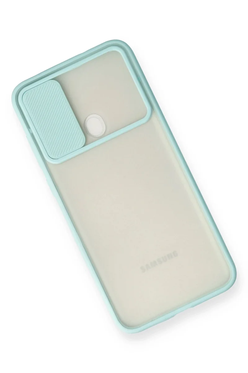 Newface Samsung Galaxy A11 Kılıf Palm Buzlu Kamera Sürgülü Silikon - Turkuaz