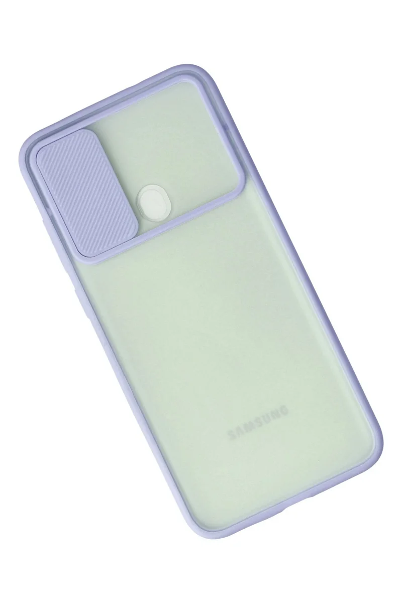 Newface Samsung Galaxy A11 Kılıf Palm Buzlu Kamera Sürgülü Silikon - Lila