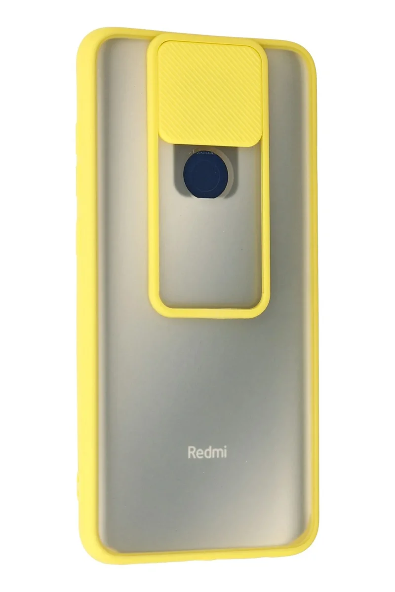 Newface Xiaomi Redmi Note 9 Kılıf Palm Buzlu Kamera Sürgülü Silikon - Sarı