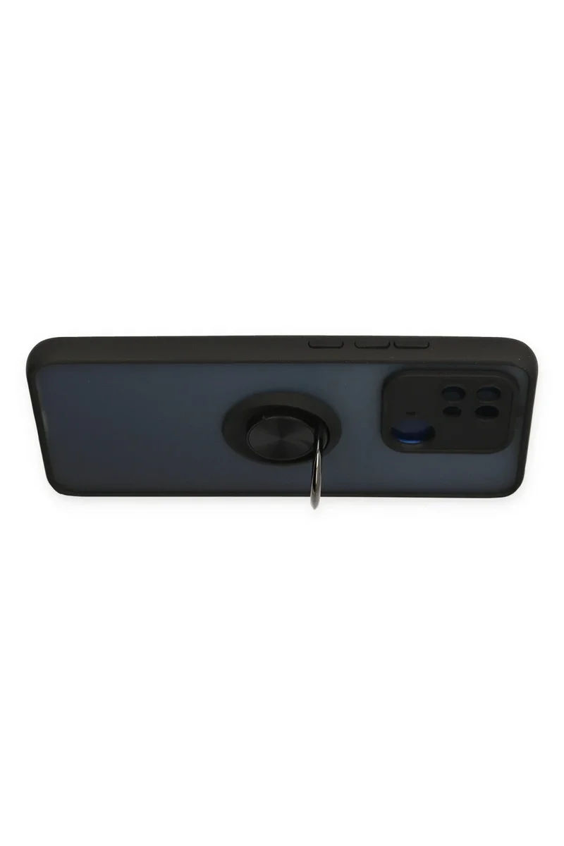 Newface Xiaomi Poco C40 Kılıf Montreal Yüzüklü Silikon Kapak - Siyah