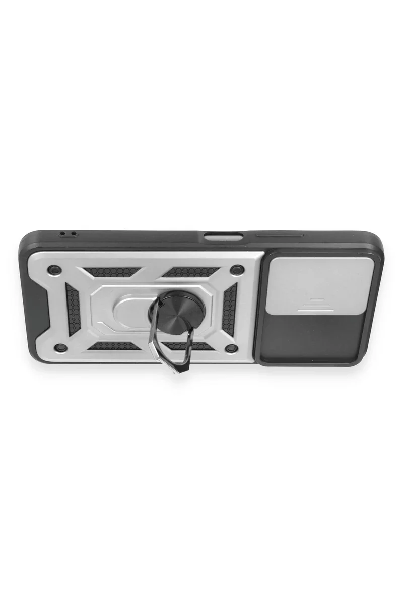 Newface Xiaomi Redmi Note 12 5G Kılıf Pars Lens Yüzüklü Silikon - Gümüş