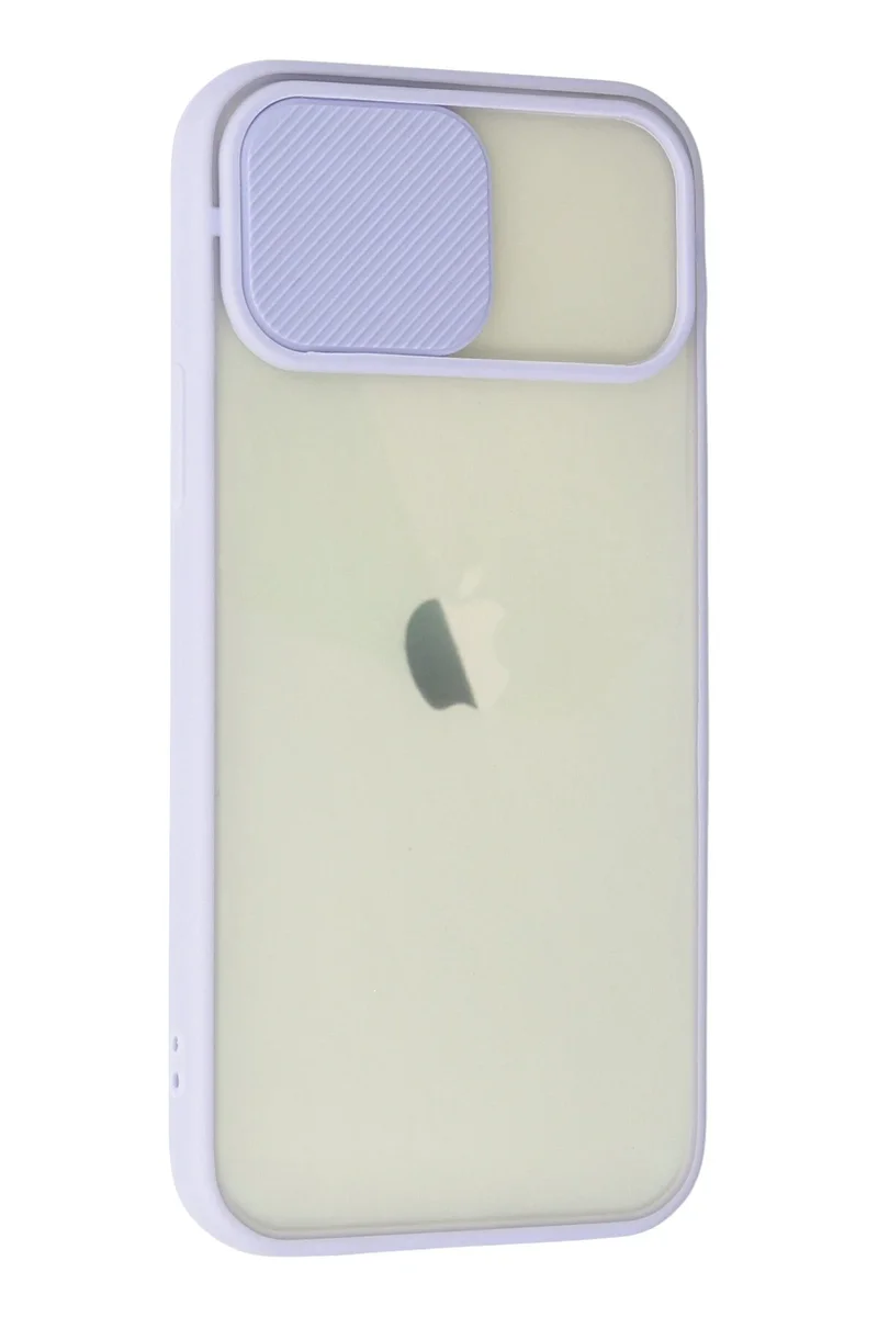 Newface iPhone 12 Kılıf Palm Buzlu Kamera Sürgülü Silikon - Lila