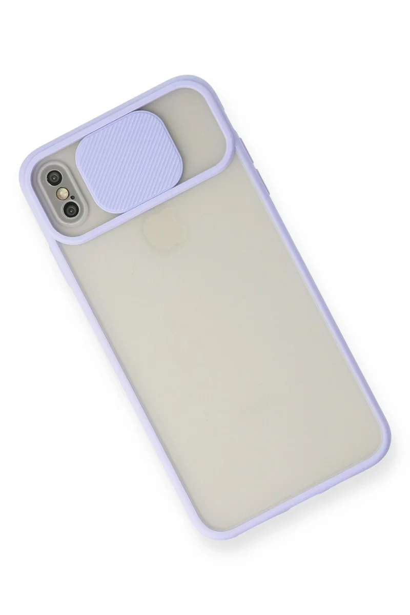Newface iPhone XS Max Kılıf Palm Buzlu Kamera Sürgülü Silikon - Lila