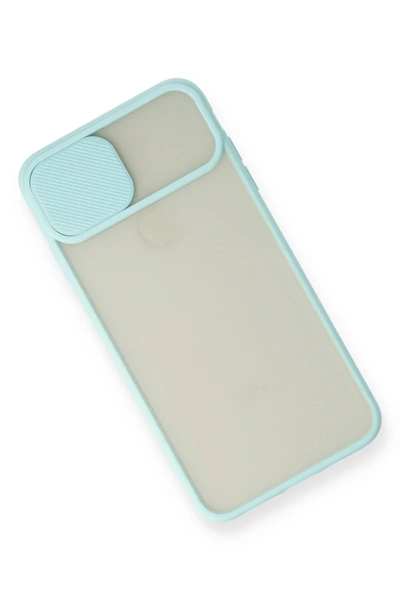 Newface iPhone XS Max Kılıf Palm Buzlu Kamera Sürgülü Silikon - Turkuaz