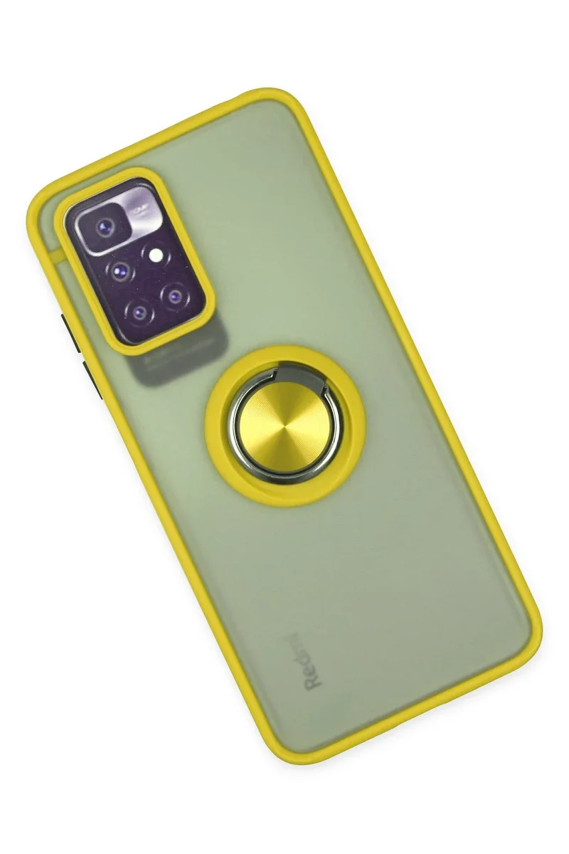 Newface Xiaomi Redmi 10 2022 Kılıf Montreal Yüzüklü Silikon Kapak - Sarı