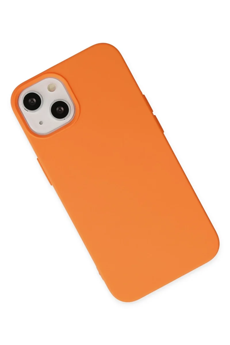 Newface iPhone 14 Plus Kılıf Nano içi Kadife Silikon - Turuncu