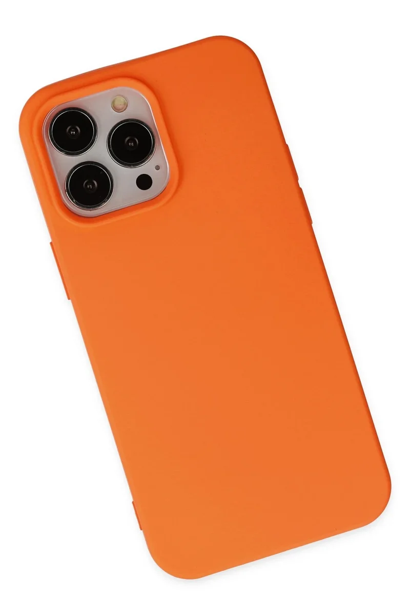 Newface iPhone 14 Pro Kılıf Nano içi Kadife Silikon - Turuncu